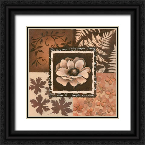 Flower in square I Black Ornate Wood Framed Art Print with Double Matting by Hedy