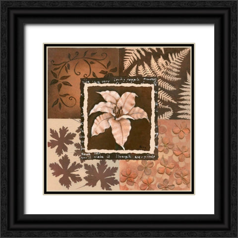 Flower in square III Black Ornate Wood Framed Art Print with Double Matting by Hedy
