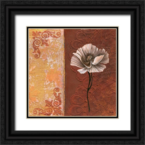 Flower with border I Black Ornate Wood Framed Art Print with Double Matting by Hedy