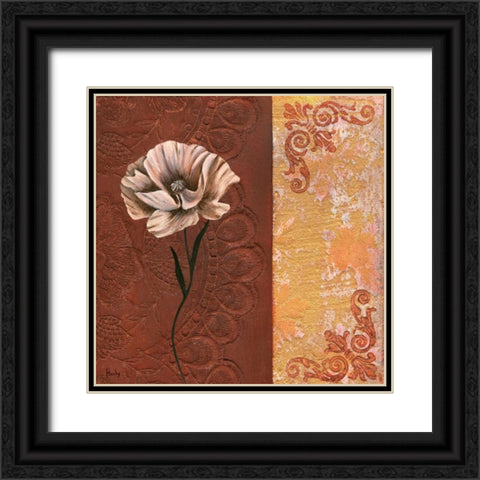 Flower with border II Black Ornate Wood Framed Art Print with Double Matting by Hedy