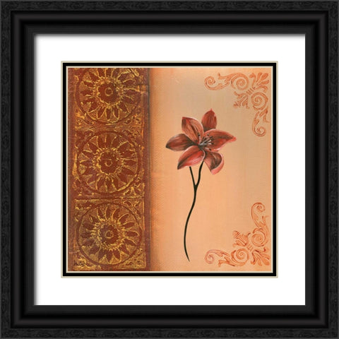 Flower with border III Black Ornate Wood Framed Art Print with Double Matting by Hedy