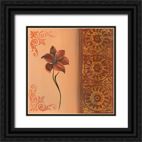 Flower with border IV Black Ornate Wood Framed Art Print with Double Matting by Hedy