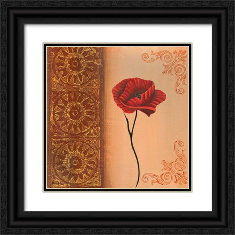 Flower with border VI Black Ornate Wood Framed Art Print with Double Matting by Hedy