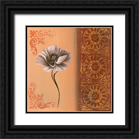 Flower with border VII Black Ornate Wood Framed Art Print with Double Matting by Hedy