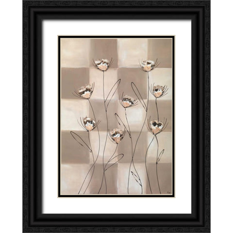 Checkers II Black Ornate Wood Framed Art Print with Double Matting by Leny