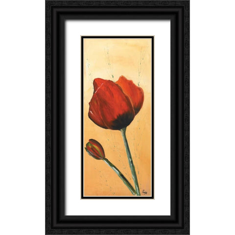 Red III Black Ornate Wood Framed Art Print with Double Matting by Leny