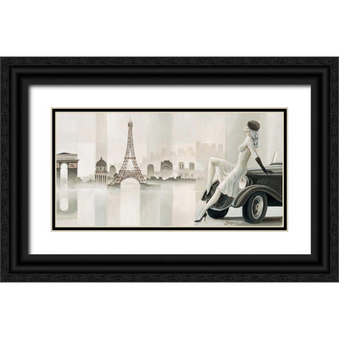 Thoughts of Paris Black Ornate Wood Framed Art Print with Double Matting by Jasper