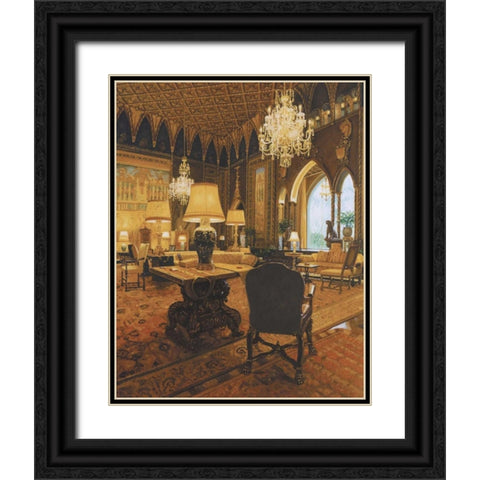 Gold Reading Room Black Ornate Wood Framed Art Print with Double Matting by Lone