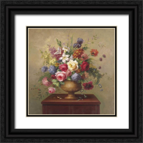 Heirloom Bouquet I Black Ornate Wood Framed Art Print with Double Matting by Steiner