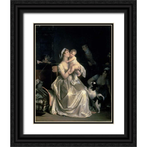 Motherhood, 1805 Black Ornate Wood Framed Art Print with Double Matting by Gerard, Marguerite