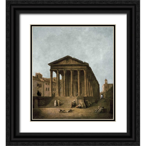 Temple of Augustus in Nimes, 1783 Black Ornate Wood Framed Art Print with Double Matting by Robert, Hubert