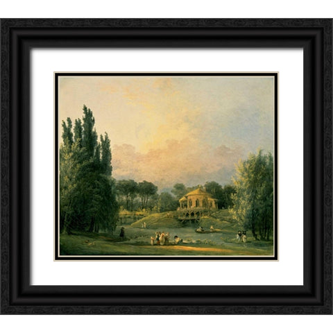 Italian Tempietto in a Park Black Ornate Wood Framed Art Print with Double Matting by Robert, Hubert