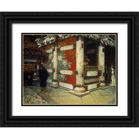 Shinto Temple in Nikko Black Ornate Wood Framed Art Print with Double Matting by Vereshchagin, Vasily