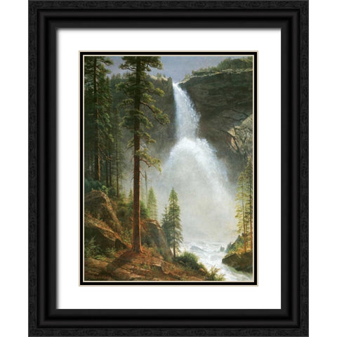 Nevada Falls Black Ornate Wood Framed Art Print with Double Matting by Bierstadt, Albert