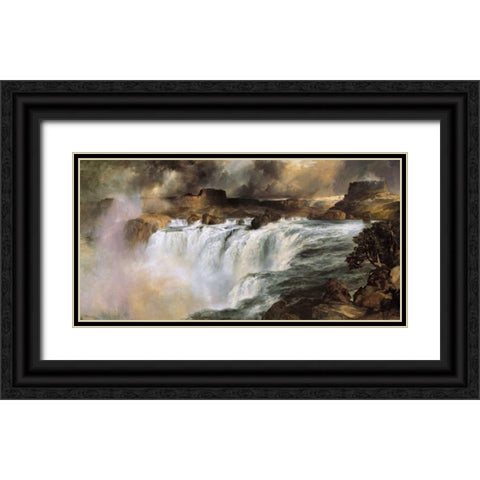 Shoshone Falls on the Snake River Black Ornate Wood Framed Art Print with Double Matting by Moran, Thomas
