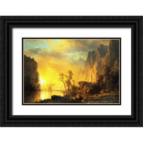 Sunset in the Rockies Black Ornate Wood Framed Art Print with Double Matting by Bierstadt, Albert