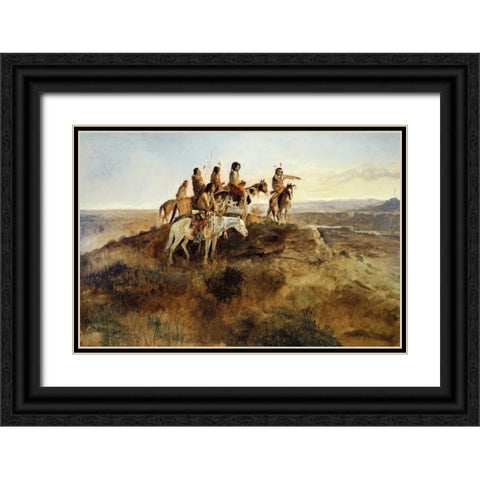 Signal Smoke Black Ornate Wood Framed Art Print with Double Matting by Russell, Charles M.