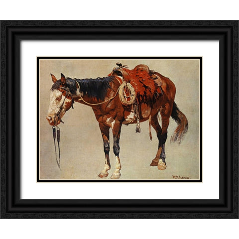 Navajo Pony Black Ornate Wood Framed Art Print with Double Matting by Leigh, William R.