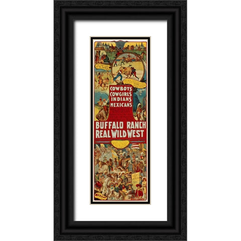 Cowboys, Cowgirls, Indians Black Ornate Wood Framed Art Print with Double Matting by Anonymous