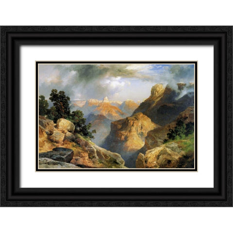 Grand Canyon Black Ornate Wood Framed Art Print with Double Matting by Moran, Thomas