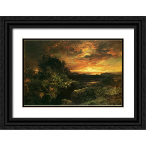 Arizona Sunset Near The Grand Canyon Black Ornate Wood Framed Art Print with Double Matting by Moran, Thomas