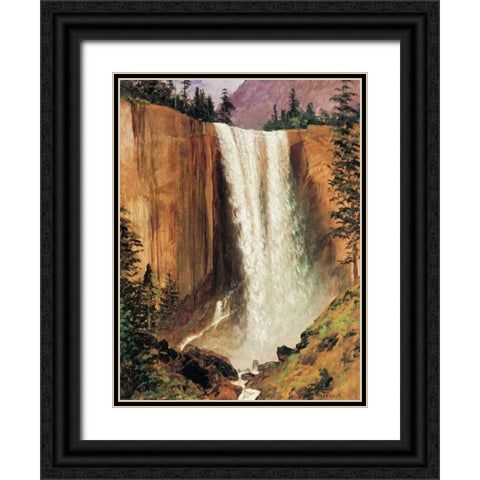 Yosemite Falls Black Ornate Wood Framed Art Print with Double Matting by Bierstadt, Albert