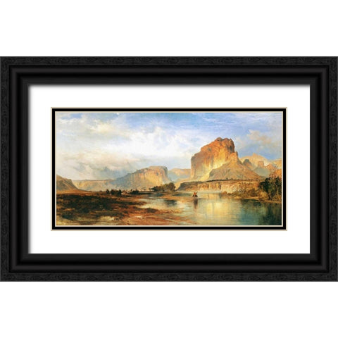 Cliffs of the Green River Black Ornate Wood Framed Art Print with Double Matting by Moran, Thomas