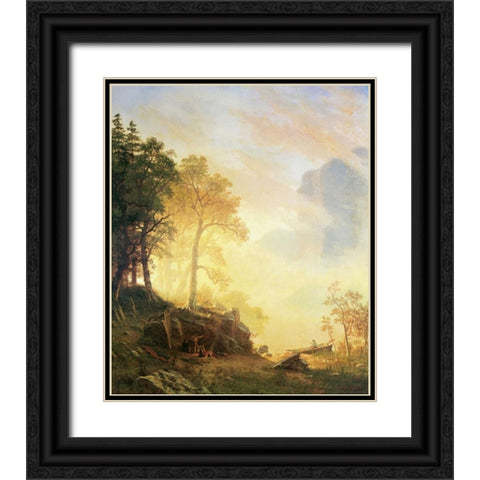 Merced River in Yosemite Black Ornate Wood Framed Art Print with Double Matting by Bierstadt, Albert