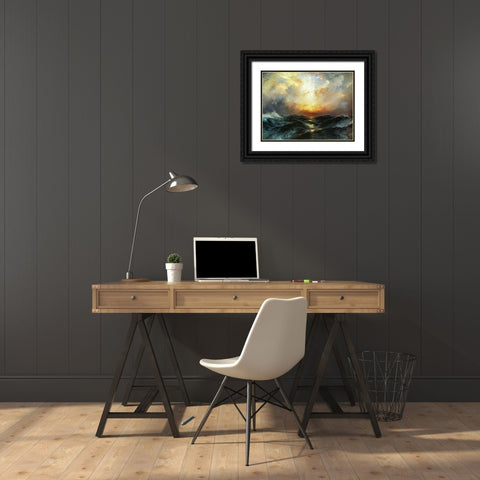 Seascape Black Ornate Wood Framed Art Print with Double Matting by Moran, Thomas