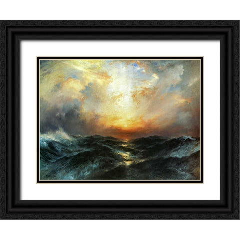 Seascape Black Ornate Wood Framed Art Print with Double Matting by Moran, Thomas