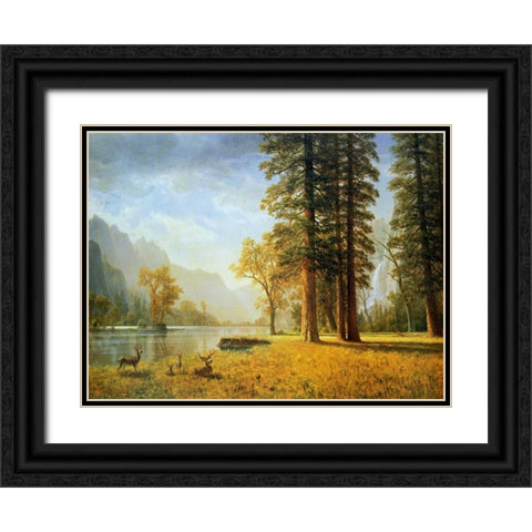 Hetch Hetchy Valley, California Black Ornate Wood Framed Art Print with Double Matting by Bierstadt, Albert