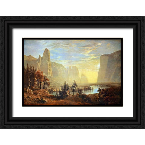 Yosemite Valley Black Ornate Wood Framed Art Print with Double Matting by Bierstadt, Albert