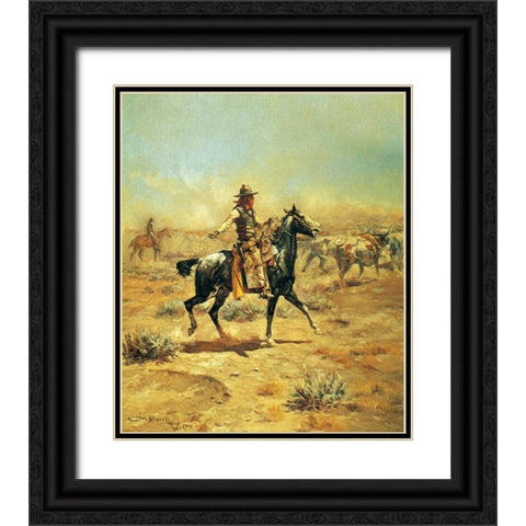 Through the Alkali Black Ornate Wood Framed Art Print with Double Matting by Russell, Charles M.