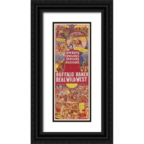 Cowboys, Cowgirls, Indians Black Ornate Wood Framed Art Print with Double Matting by Anonymous