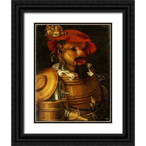 The Waiter: Winemaking Black Ornate Wood Framed Art Print with Double Matting by Arcimboldo, Giuseppe