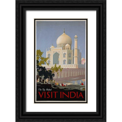 Visit India, The Taj Mahal Black Ornate Wood Framed Art Print with Double Matting by Bagdatopoulus, William Spencer