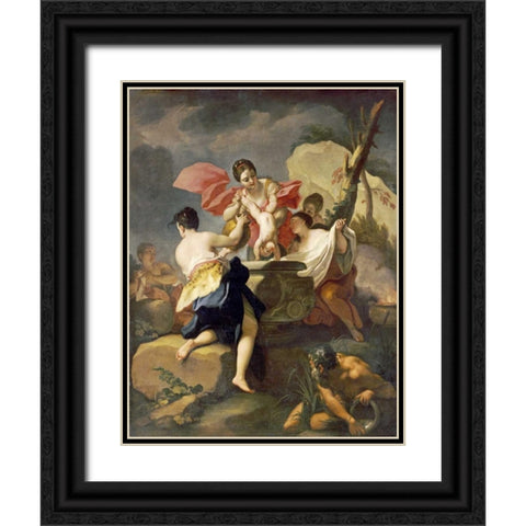 Thetis Dipping The Infant Achilles Into Water From The Styx Black Ornate Wood Framed Art Print with Double Matting by Balestra, Antonio