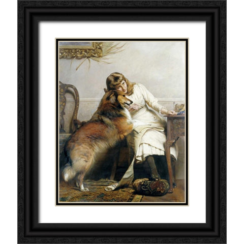 Sweethearts Black Ornate Wood Framed Art Print with Double Matting by Barber, Charles Burton