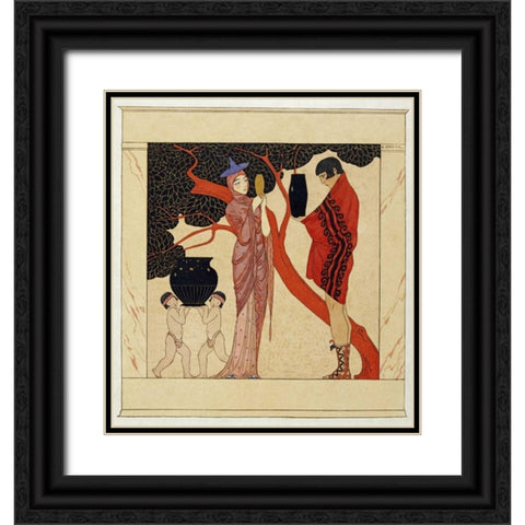 The Red Tree Black Ornate Wood Framed Art Print with Double Matting by Barbier, Georges