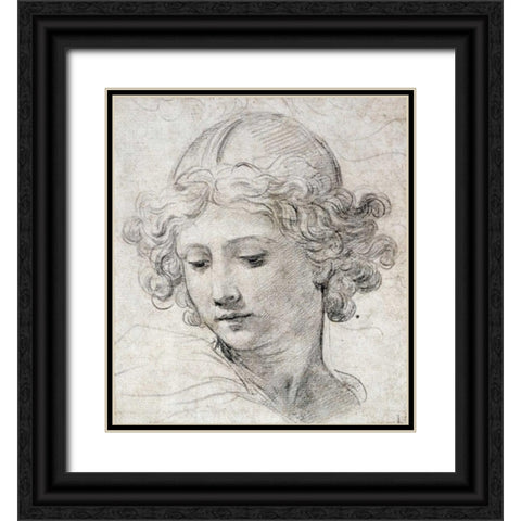 The Head of An Angel Black Ornate Wood Framed Art Print with Double Matting by Berrettini, Pietro