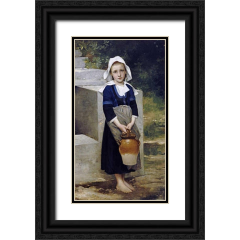 La Fille DEau Black Ornate Wood Framed Art Print with Double Matting by Bouguereau, William-Adolphe