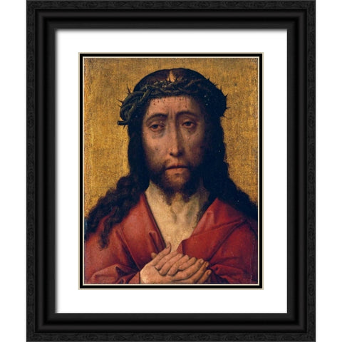 Christ, The Man of Sorrows Black Ornate Wood Framed Art Print with Double Matting by Bouts, Aelbrecht