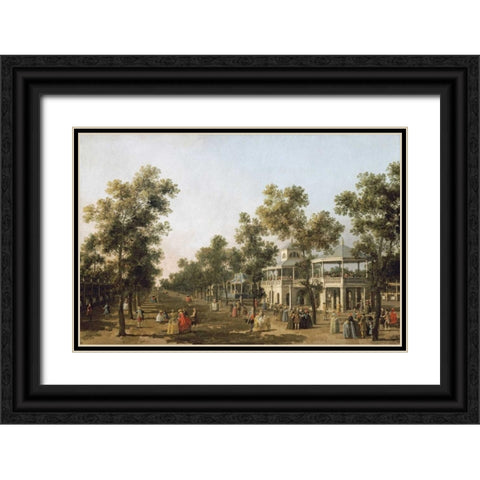 View of The Grand Walk, Vauxhall Gardens Black Ornate Wood Framed Art Print with Double Matting by Canal, Giovanni Antonio