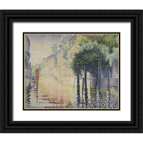 Rio San Trovaso, Venice Black Ornate Wood Framed Art Print with Double Matting by Cross, Henri Edmond