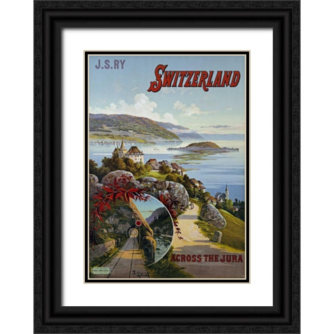 Switzerland Across The Jura Black Ornate Wood Framed Art Print with Double Matting by D Alesi, Hugo