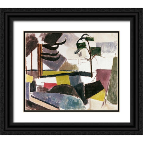 Unfinished Landscape With Tree Branches Black Ornate Wood Framed Art Print with Double Matting by De La Fresnaye, Roger