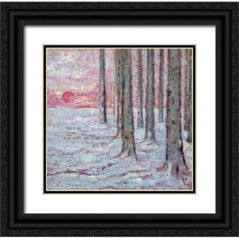 Winter In The Forest Black Ornate Wood Framed Art Print with Double Matting by De Nuncques, William Degouve
