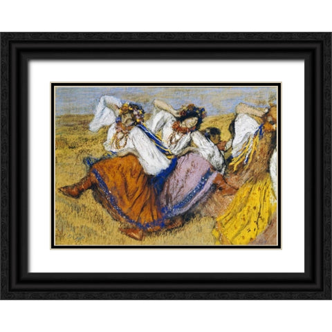 Russian Dancers Black Ornate Wood Framed Art Print with Double Matting by Degas, Edgar