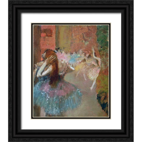 Scene De Ballet Or Balleteuses Black Ornate Wood Framed Art Print with Double Matting by Degas, Edgar