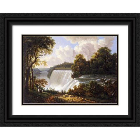 Niagara Falls Scene Black Ornate Wood Framed Art Print with Double Matting by DeGrailly, Victor